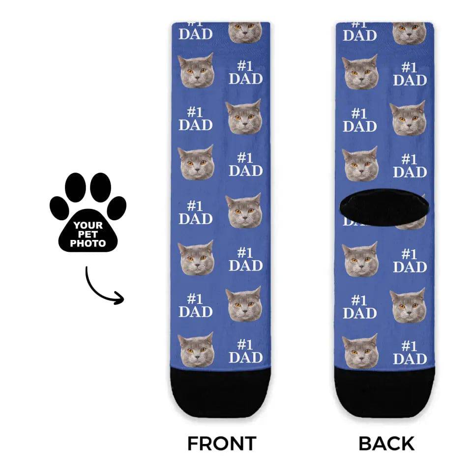 Custom Personalized Photo Socks - Gift for Men, Cat Dad & Dog Dad - Shaggy Chic