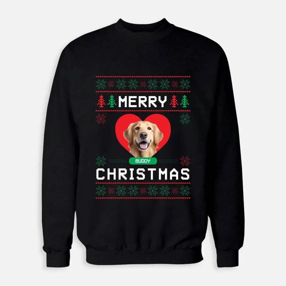 Custom Pet Photo Merry Christmas Sweatshirt - Shaggy Chic