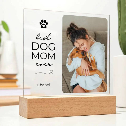 Custom Pet Photo Mothers Day Gift for Dog Mom - Acrylic Square Plaque - Shaggy Chic