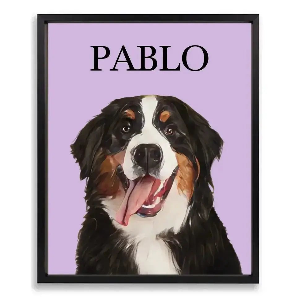 Custom Pet Portrait - Cartoon Framed Poster - Shaggy Chic