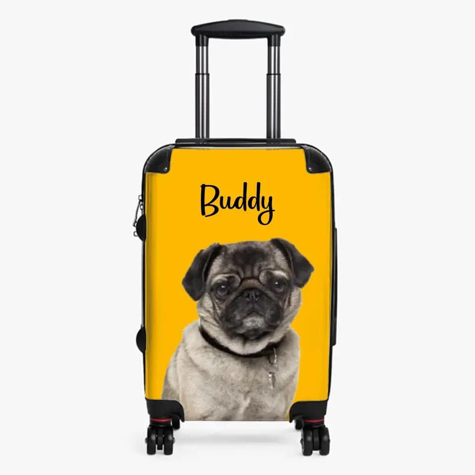 Customized Pet Suitcase  - Carry On with Wheels on Adventures with Pet Love - Shaggy Chic