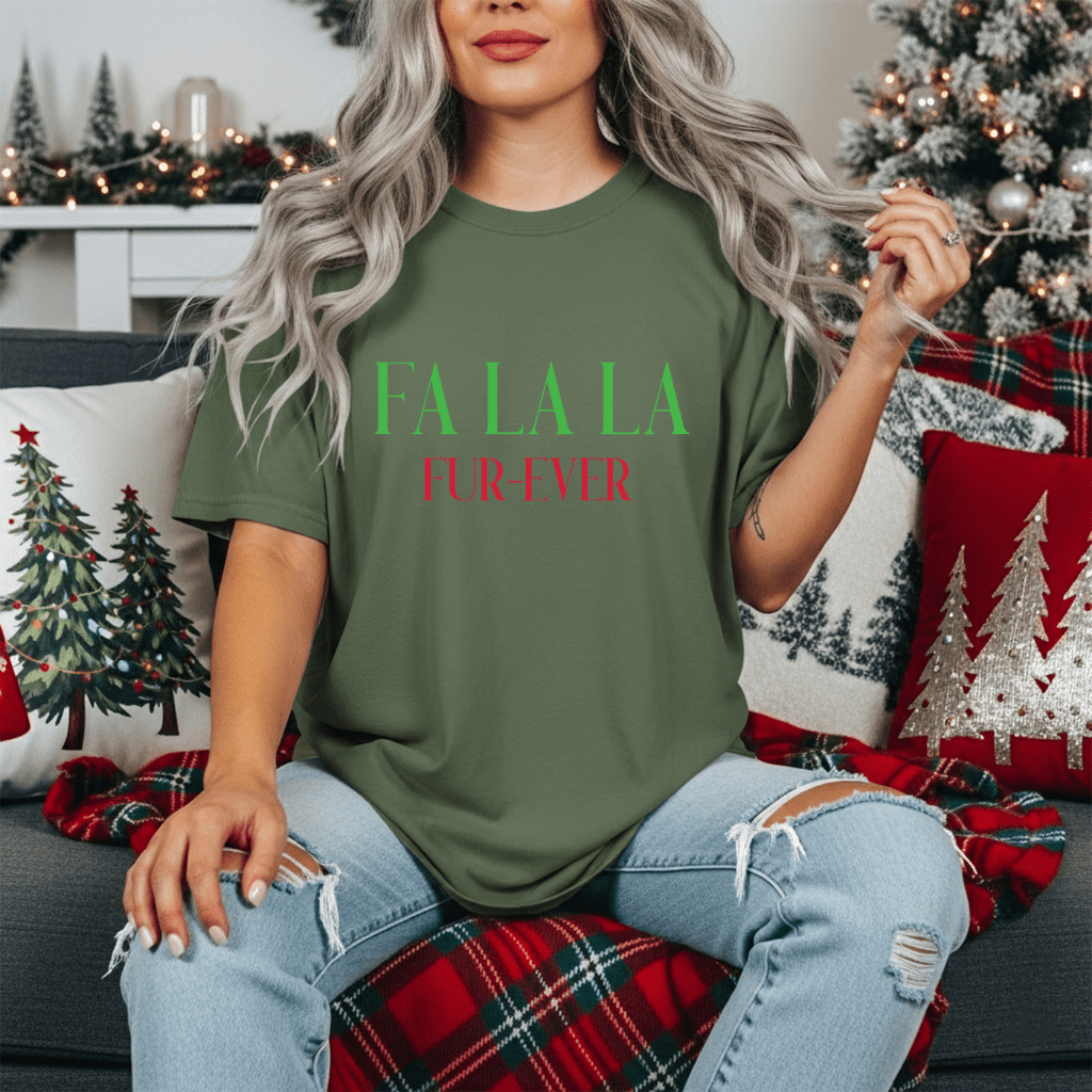 Fa La La Fur - ever Tee — Christmas Holiday Graphic T-Shirt - Shaggy Chic