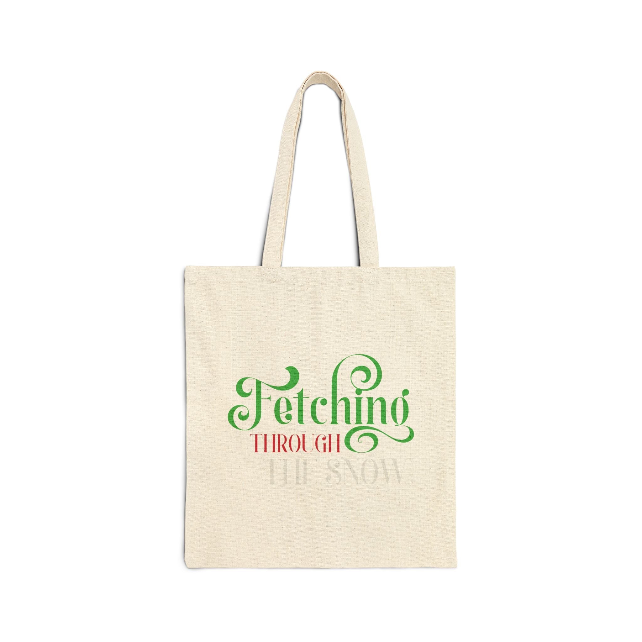 Fetching Through the Snow Cotton Tote Bag — Holiday Dog Lover Gift - Shaggy Chic