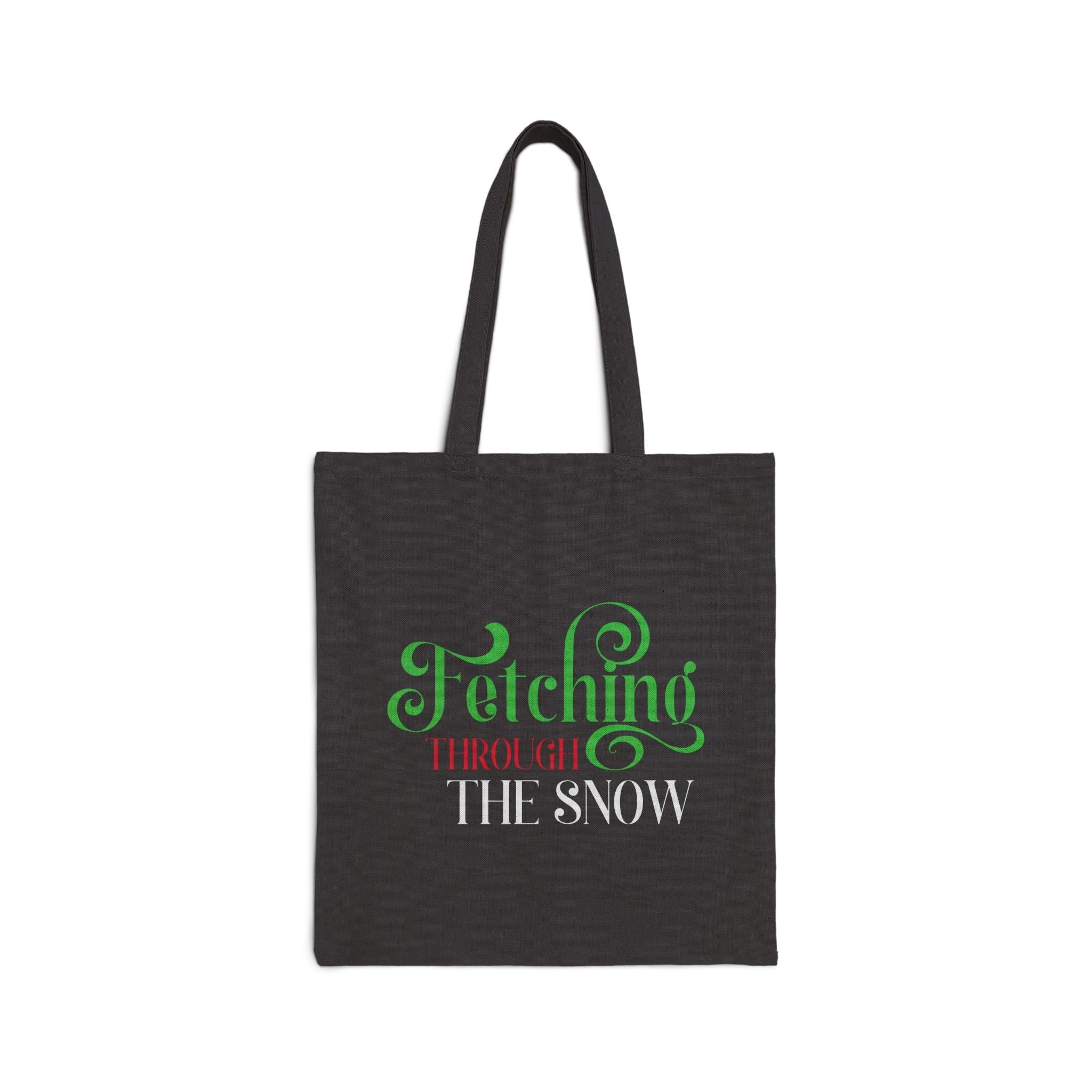 Fetching Through the Snow Cotton Tote Bag — Holiday Dog Lover Gift - Shaggy Chic