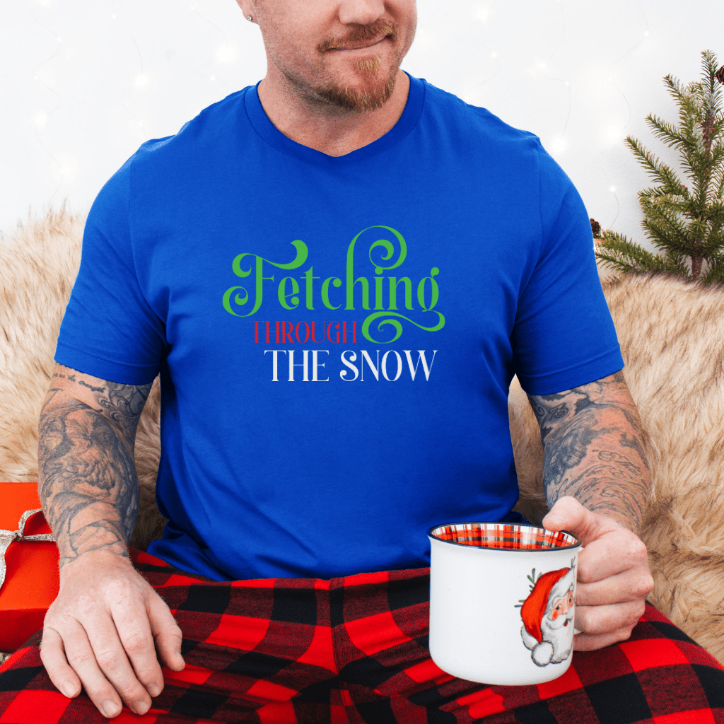 Fetching Through the Snow T-Shirt — Holiday Dog Lover Tee - Shaggy Chic