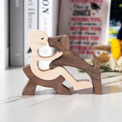 Forever Fur Friend - Hand - Carved Wooden Jigsaw Figurine - Hand Carved Pet Lover Gift - Shaggy Chic