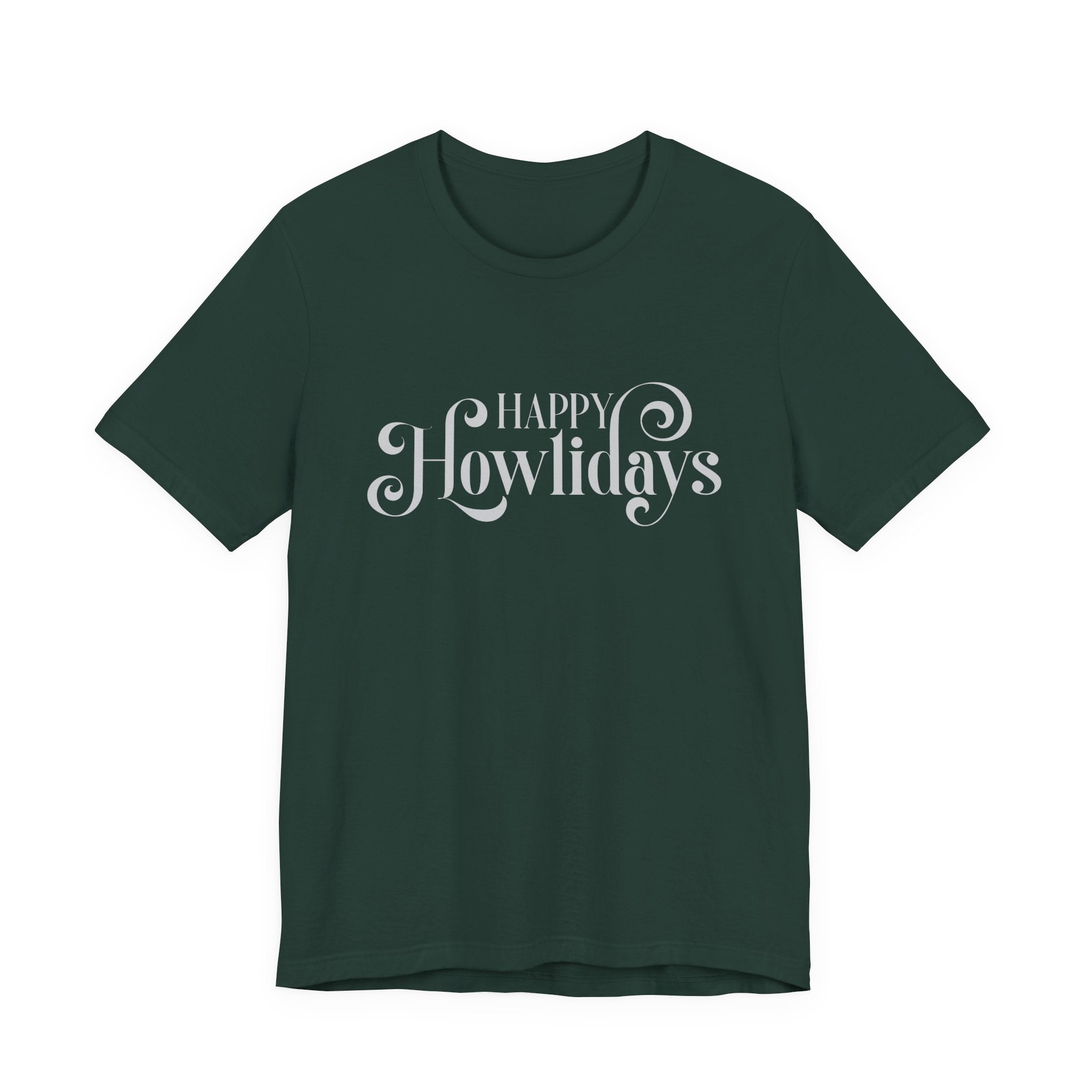 Happy Howlidays Script Tee — Minimal White Holiday T-Shirt - Shaggy Chic
