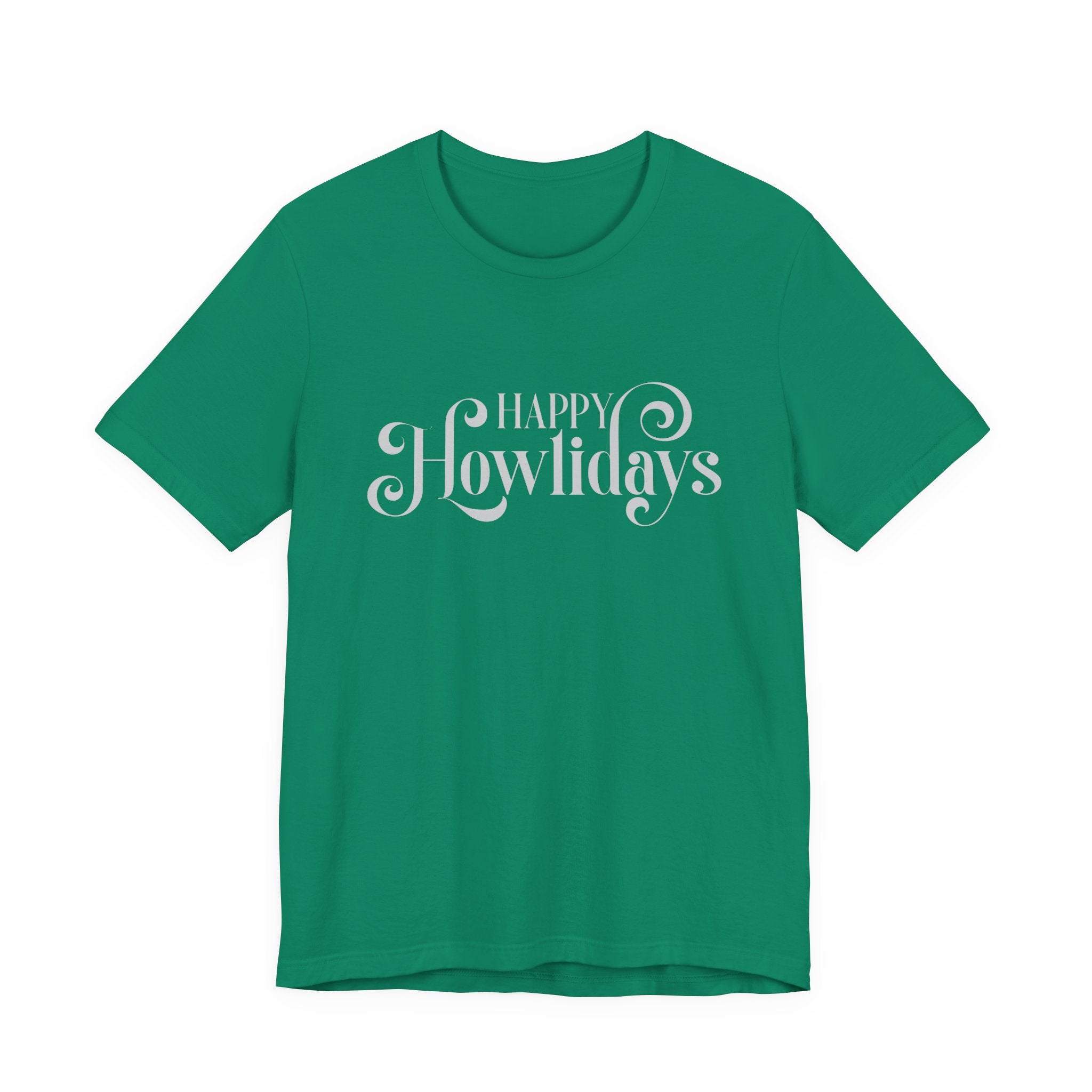 Happy Howlidays Script Tee — Minimal White Holiday T-Shirt - Shaggy Chic