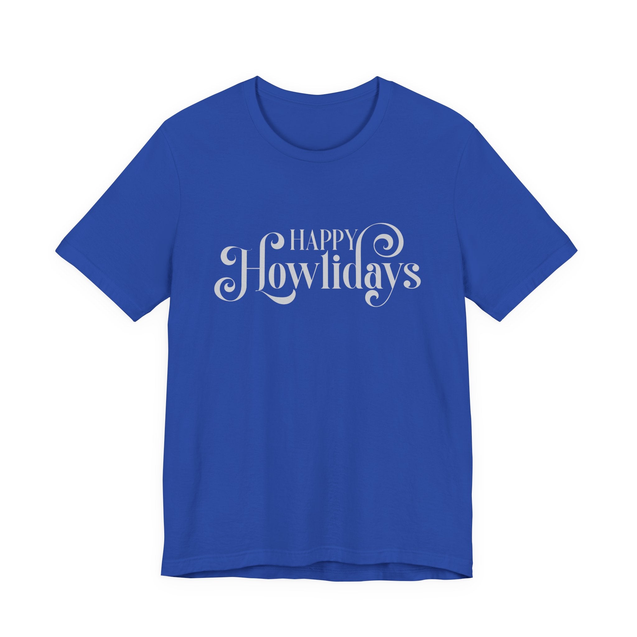 Happy Howlidays Script Tee — Minimal White Holiday T-Shirt - Shaggy Chic