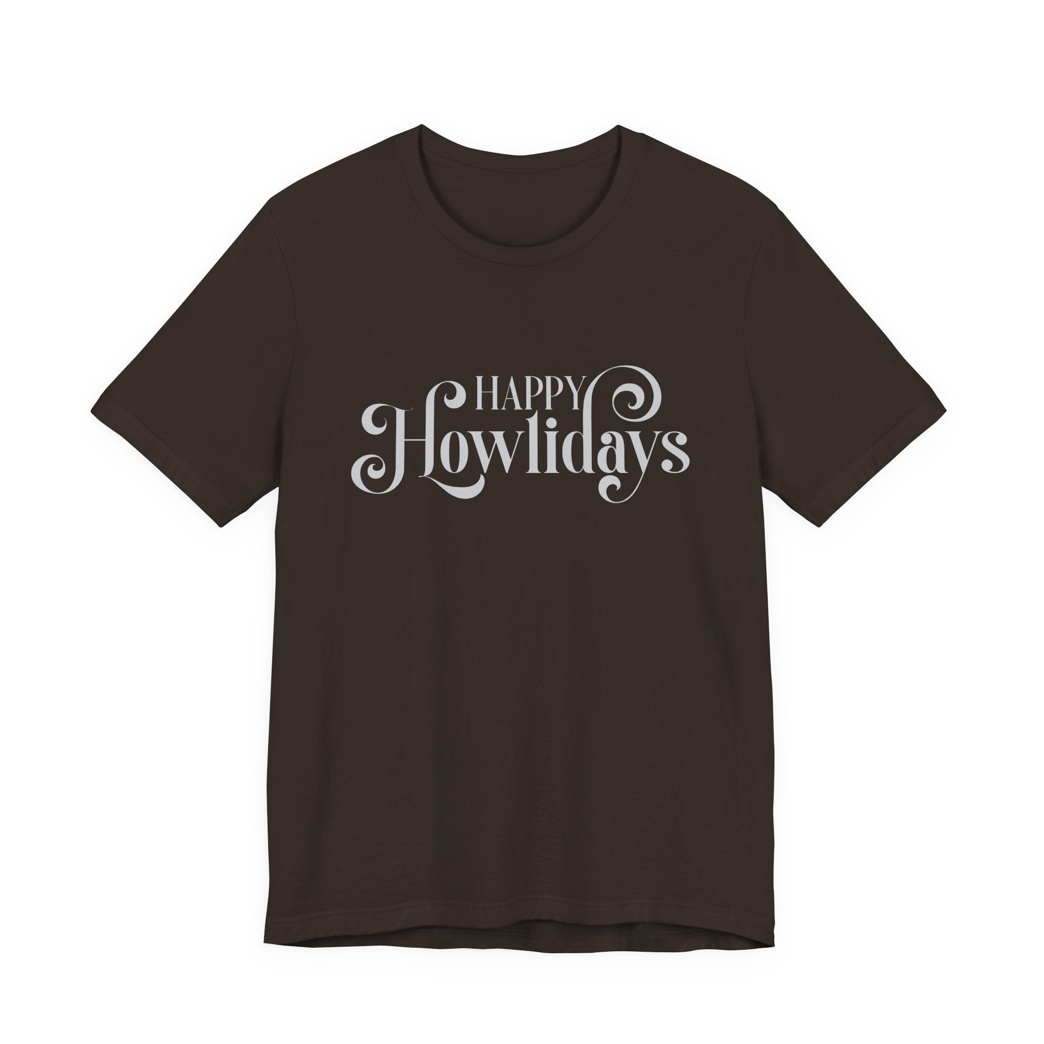 Happy Howlidays Script Tee — Minimal White Holiday T-Shirt - Shaggy Chic