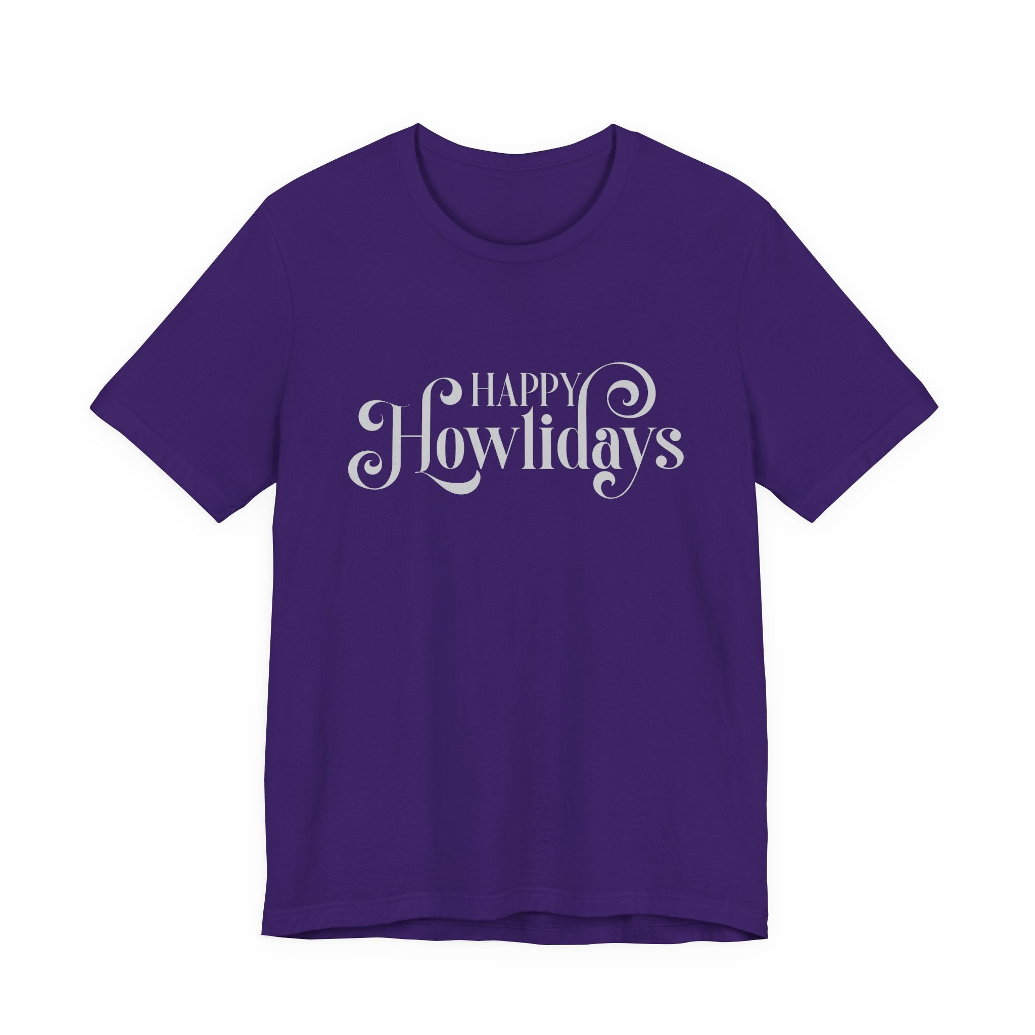 Happy Howlidays Script Tee — Minimal White Holiday T-Shirt - Shaggy Chic