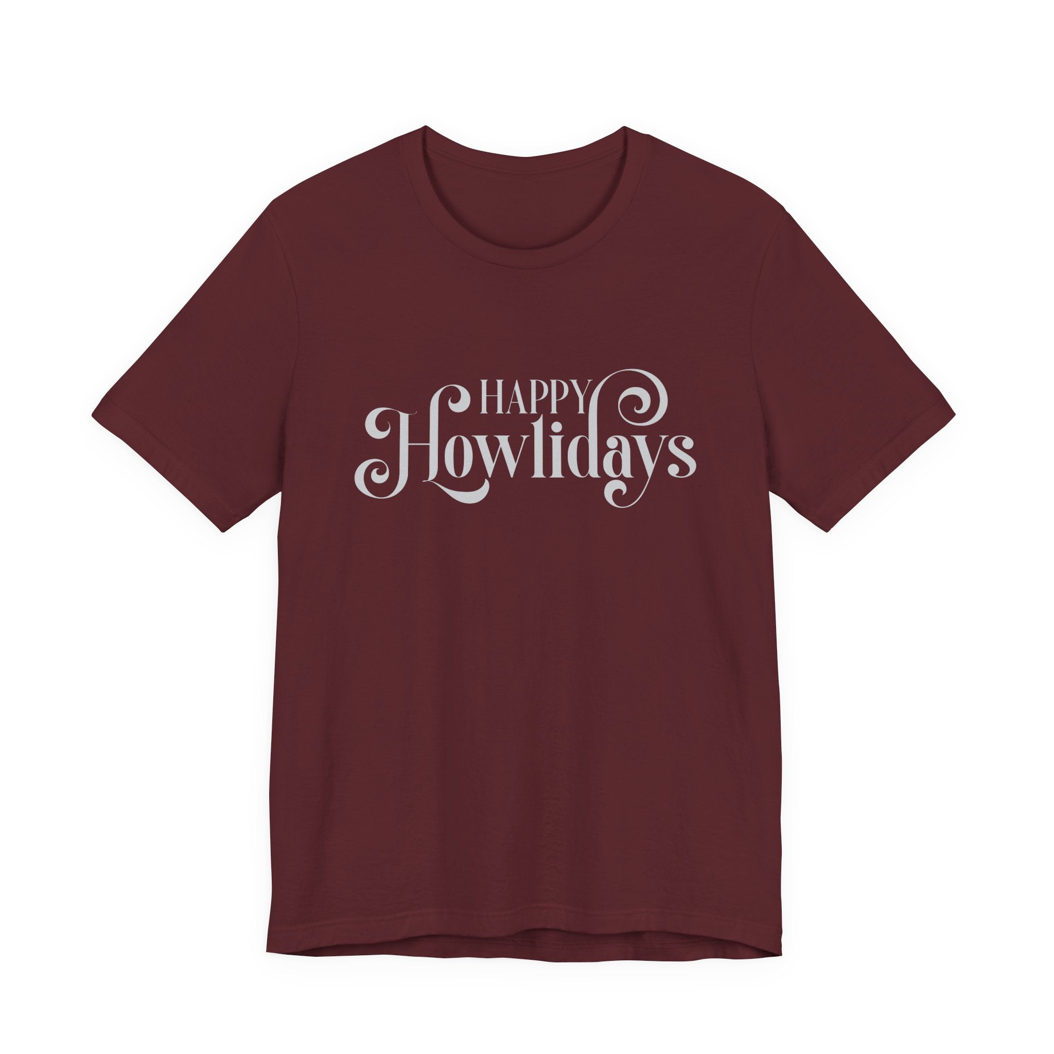 Happy Howlidays Script Tee — Minimal White Holiday T-Shirt - Shaggy Chic
