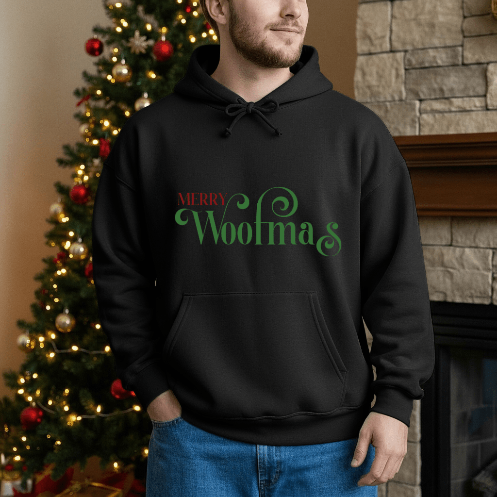 Holiday Dog Vibes Hooded Sweatshirt - Modern Typography Quote Apparel - Shaggy Chic