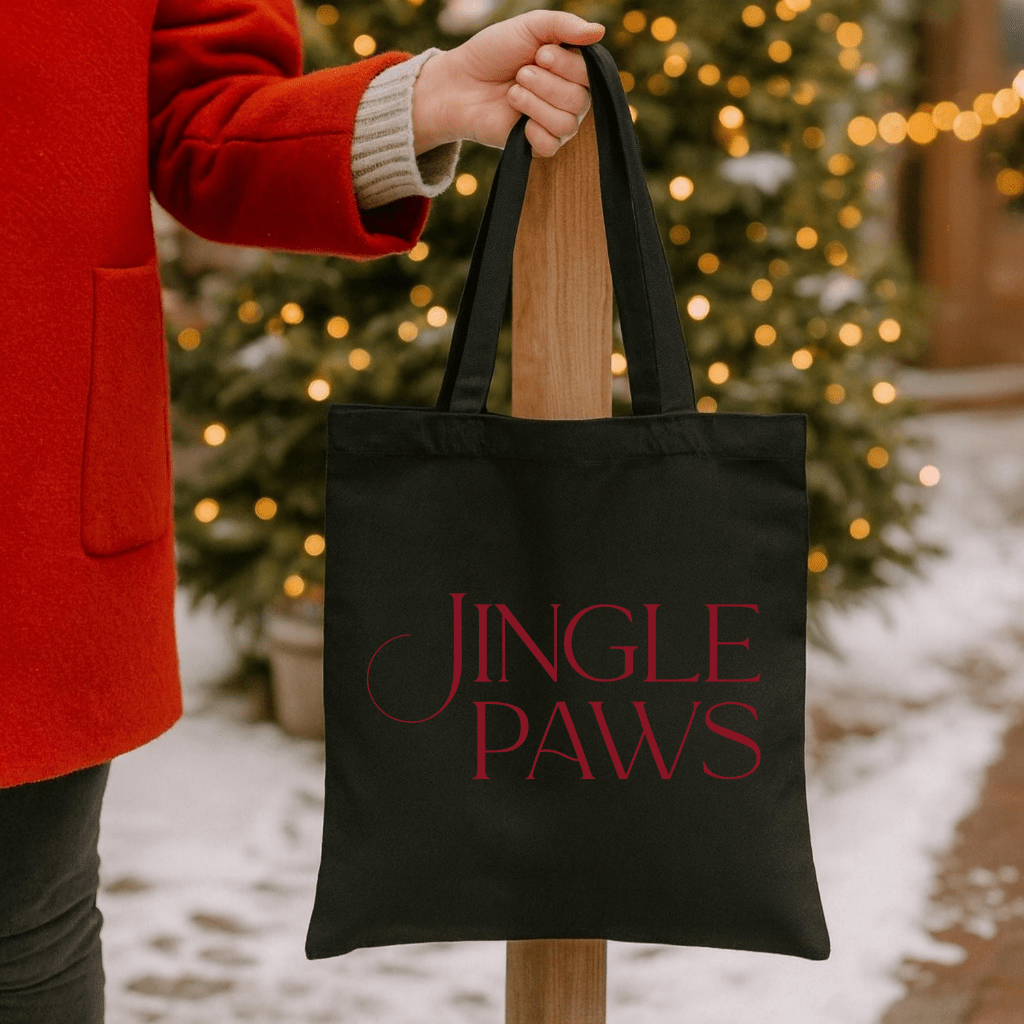 Jingle Paws Canvas Tote Bag — Holiday Pet Lover Gift - Shaggy Chic