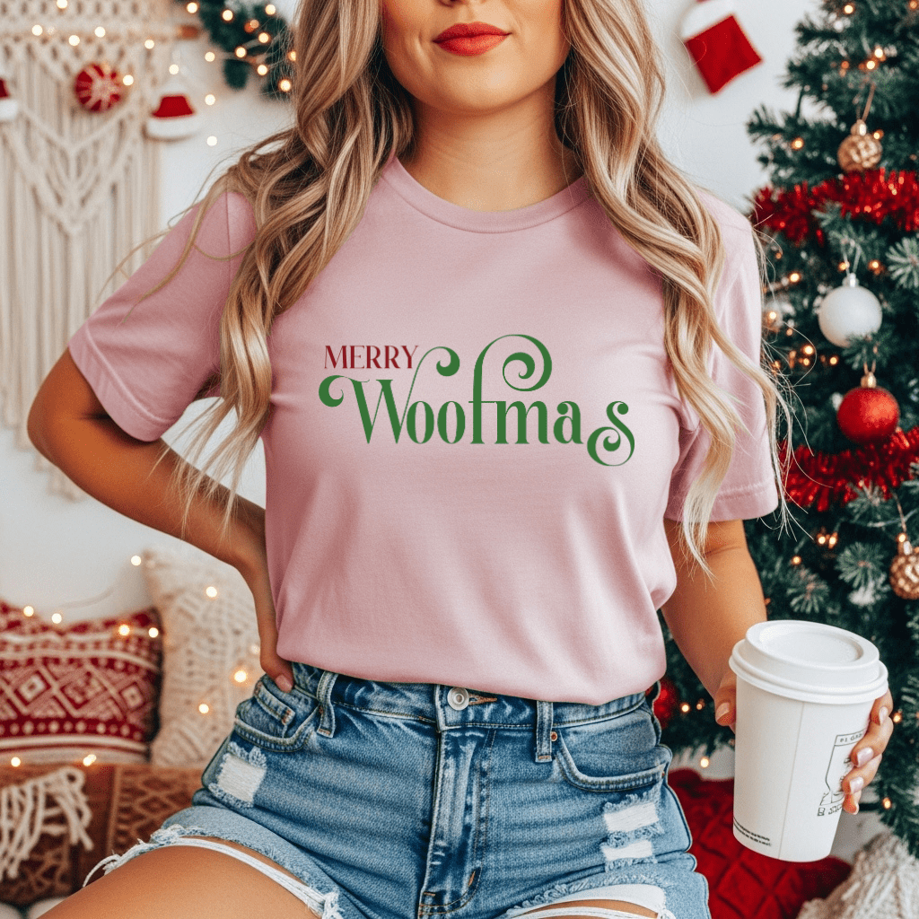 Merry Woofmas T-Shirt — Cute Christmas Knit & Sheep Holiday Tee - Shaggy Chic