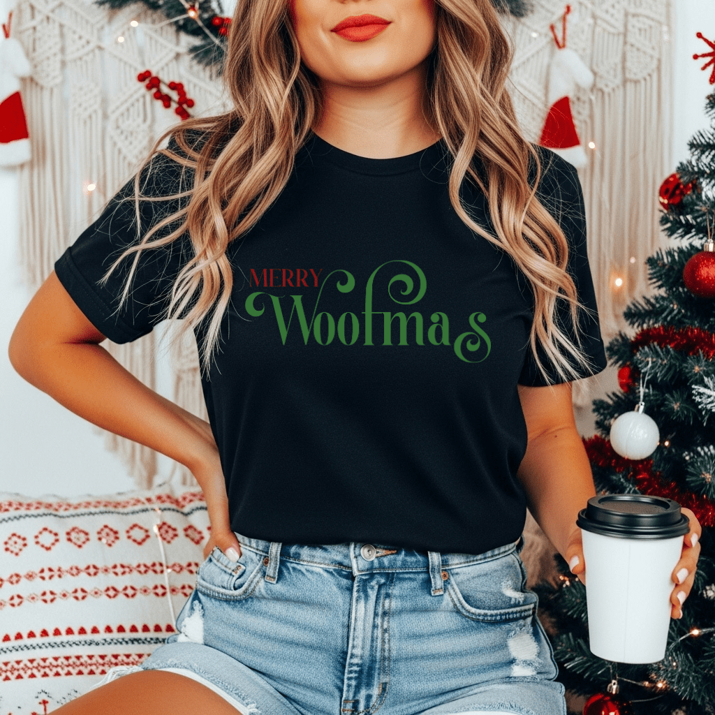 Merry Woofmas T-Shirt — Cute Christmas Knit & Sheep Holiday Tee - Shaggy Chic
