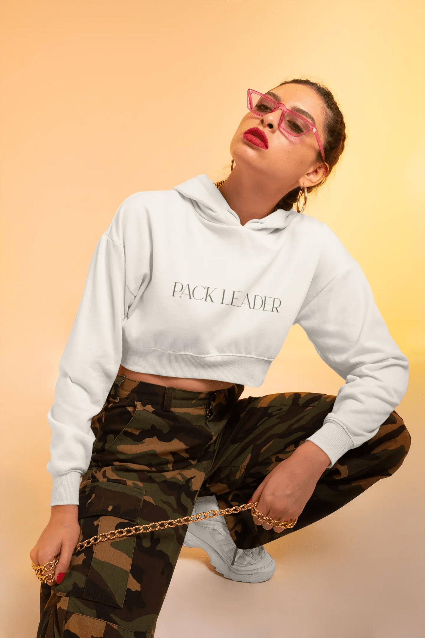 Pack Leader Women’s Cropped Hoodie - Stylish & Comfortable Sweatshirt for Empowered Women - Shaggy Chic