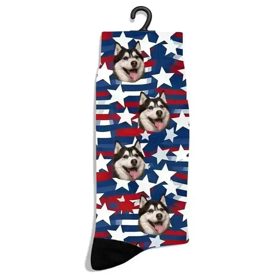 Personalized 4th July Pattern Pet Socks - Shaggy Chic