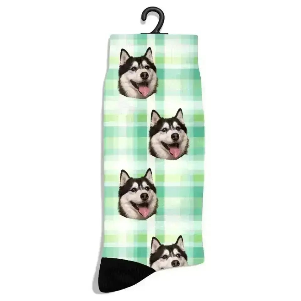 Personalized Check Pattern Pet Socks - Shaggy Chic
