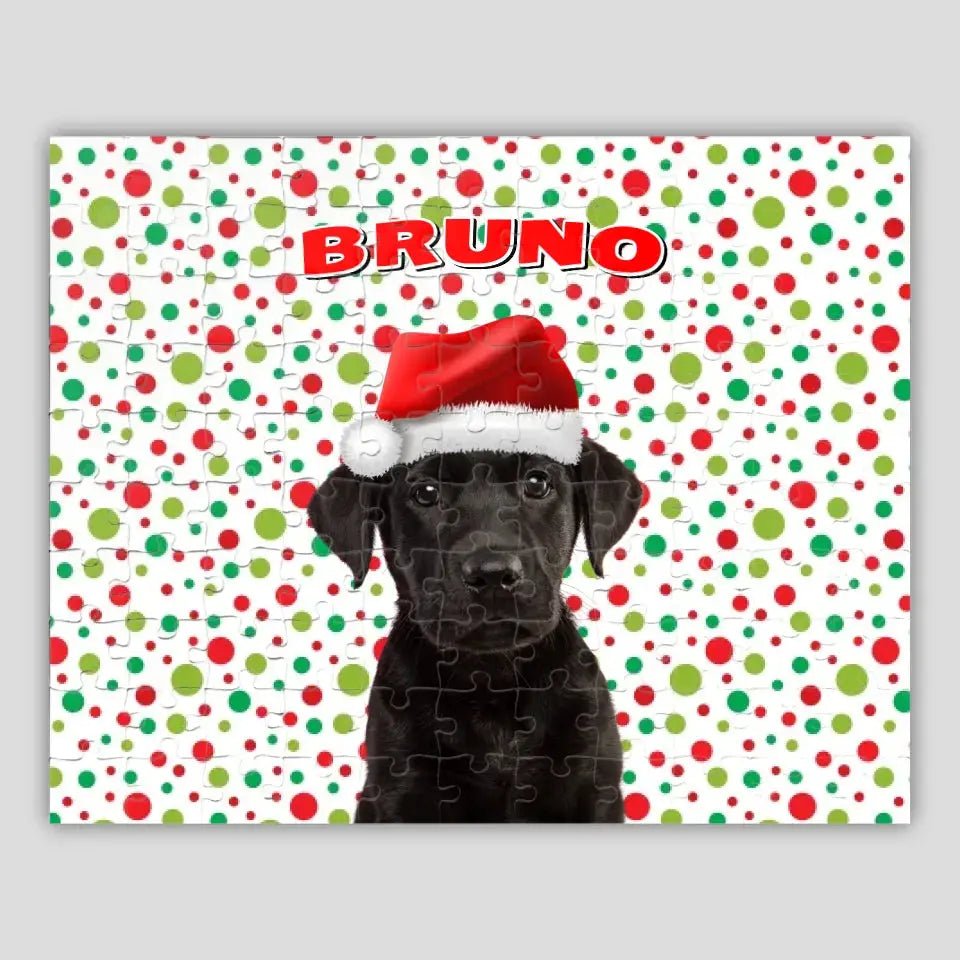 Personalized Christmas Pattern Dog Photo Puzzle - Shaggy Chic
