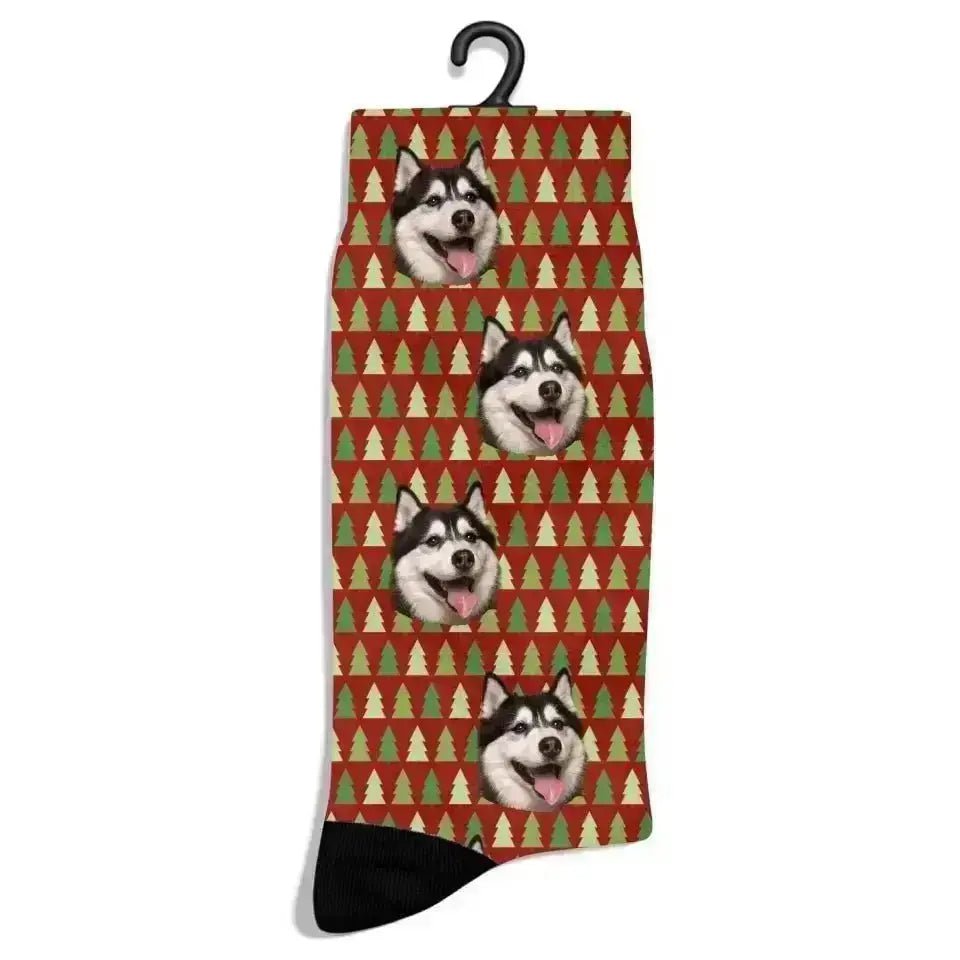 Personalized Christmas Pattern Pet Photo Socks - Shaggy Chic