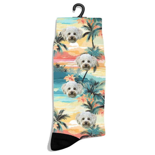 Personalized Custom Beach Pattern Pet Socks - Shaggy Chic