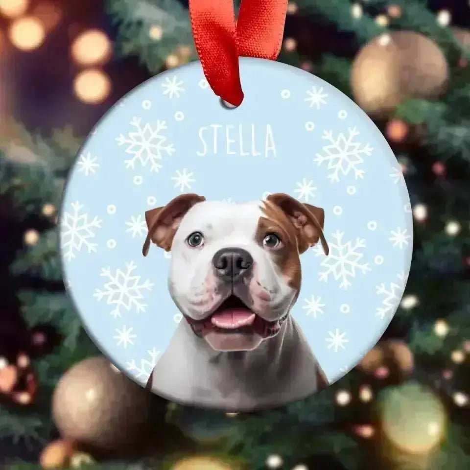 Personalized Dog Photo Acrylic Ornament with Ribbon - Shaggy Chic