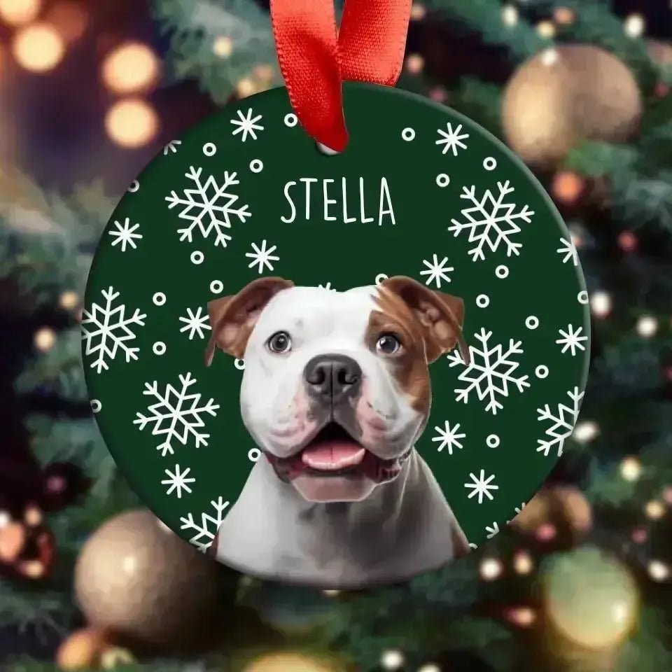 Personalized Dog Photo Acrylic Ornament with Ribbon - Shaggy Chic