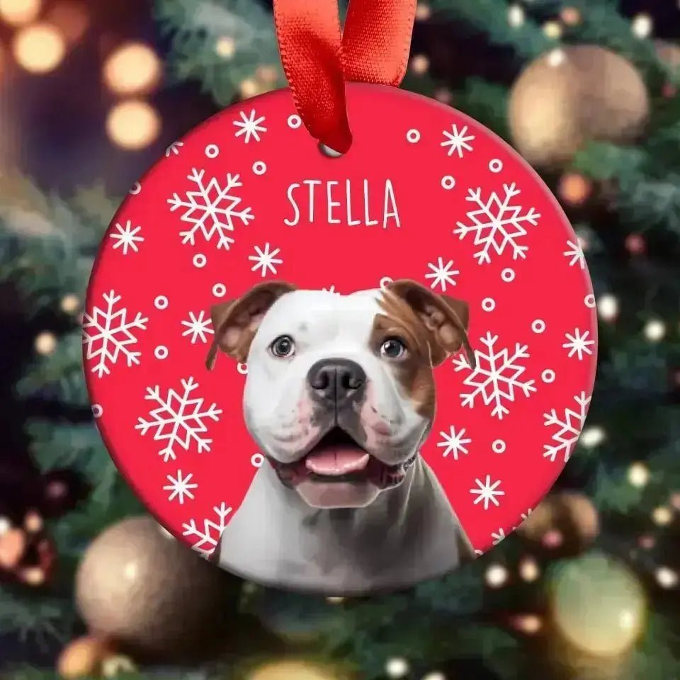 Personalized Dog Photo Acrylic Ornament with Ribbon - Shaggy Chic