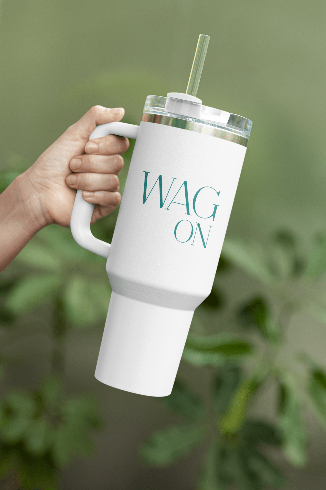 Personalized Insulated Travel Mug - 40oz "WAG ON" - Perfect for On - the - Go Coffee Lovers - Shaggy Chic