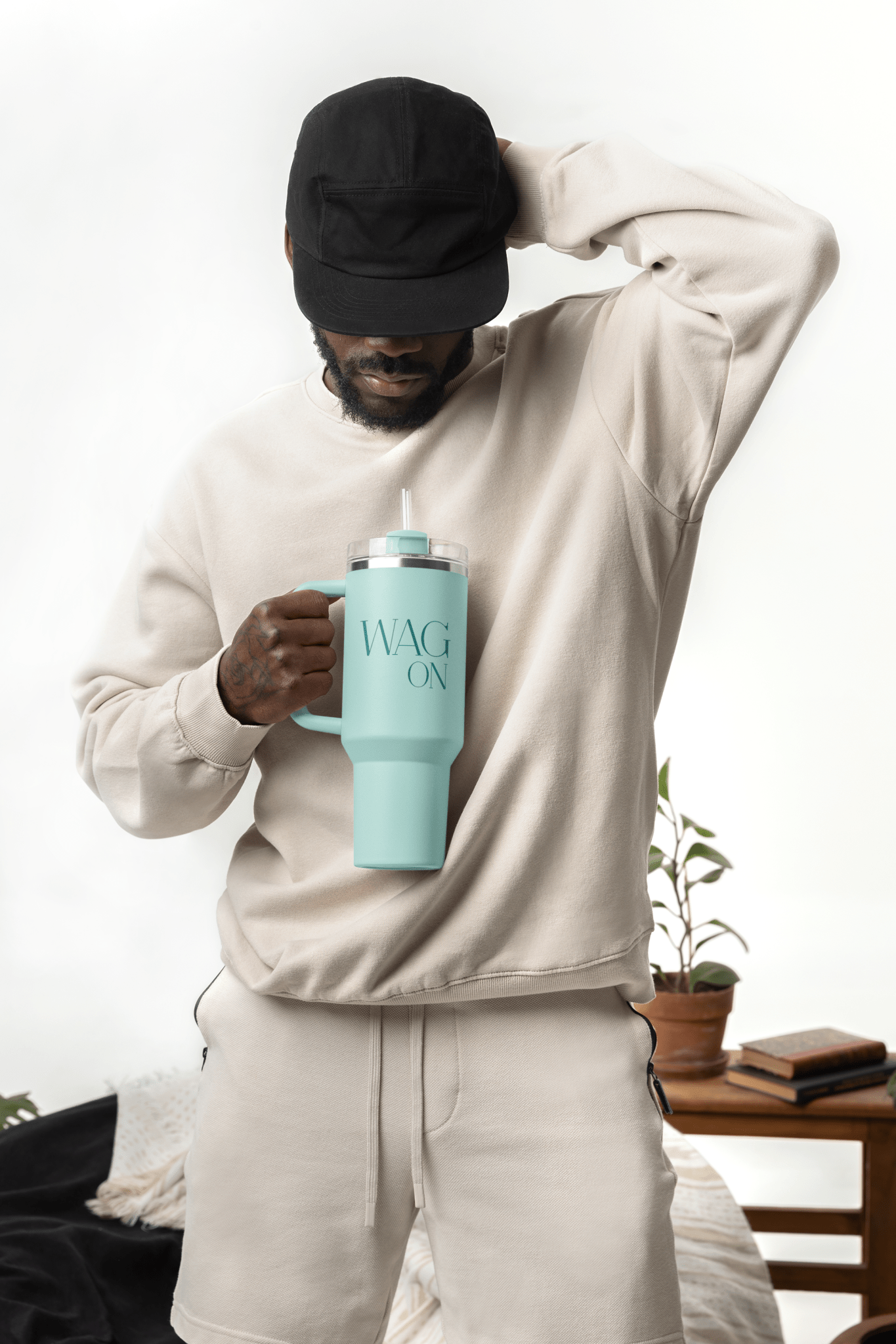 Personalized Insulated Travel Mug - 40oz "WAG ON" - Perfect for On - the - Go Coffee Lovers - Shaggy Chic