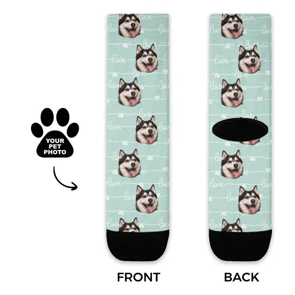 Personalized Pastel Love Pattern Pet Socks - Shaggy Chic