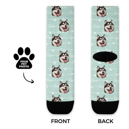 Personalized Pastel Love Pattern Pet Socks - Shaggy Chic