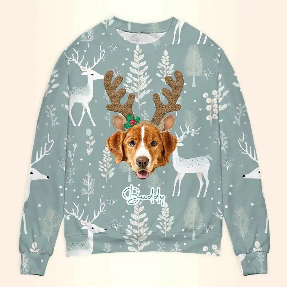Personalized Pet Christmas Sweatshirt - Sage Custom Unisex Crewneck Shirt For Dog / Cat Lover! - Shaggy Chic