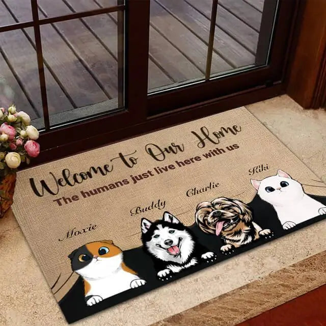 Personalized Pet Floor Welcome Mat - Shaggy Chic