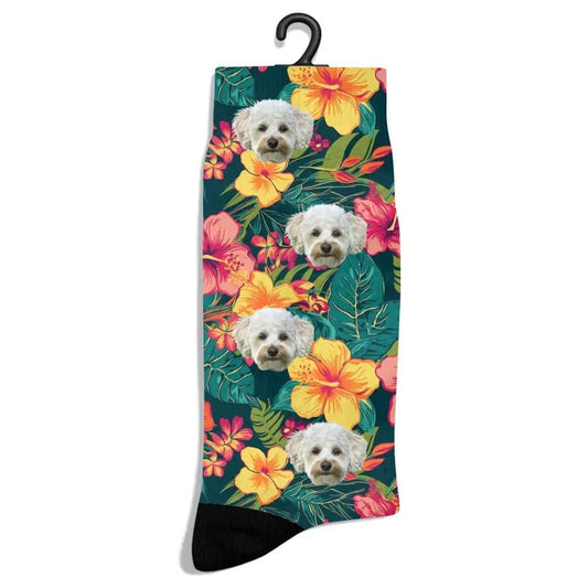 Personalized Tropical Pattern Pet Socks - Shaggy Chic