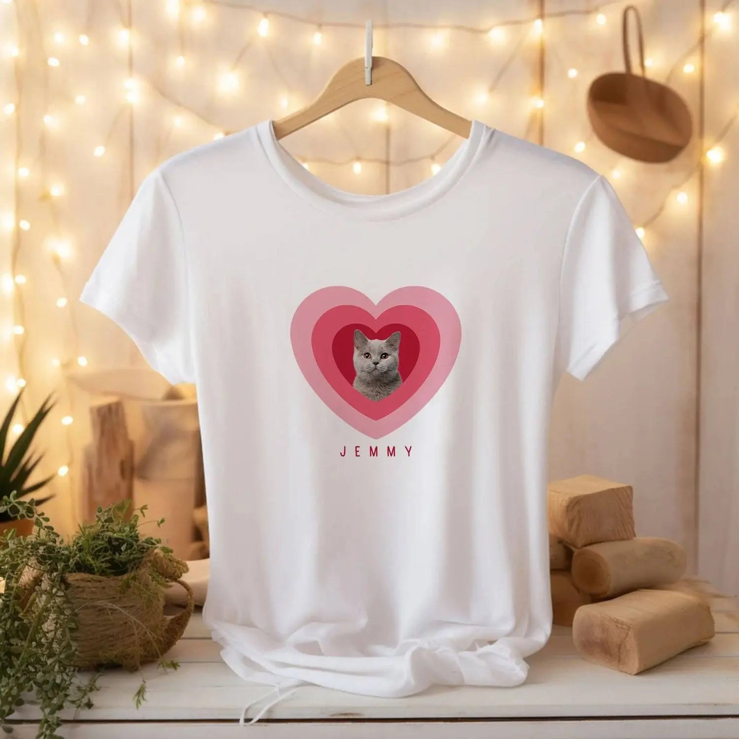 Valentine's Custom Pet Photo T-Shirt - Personalized Love & Style.