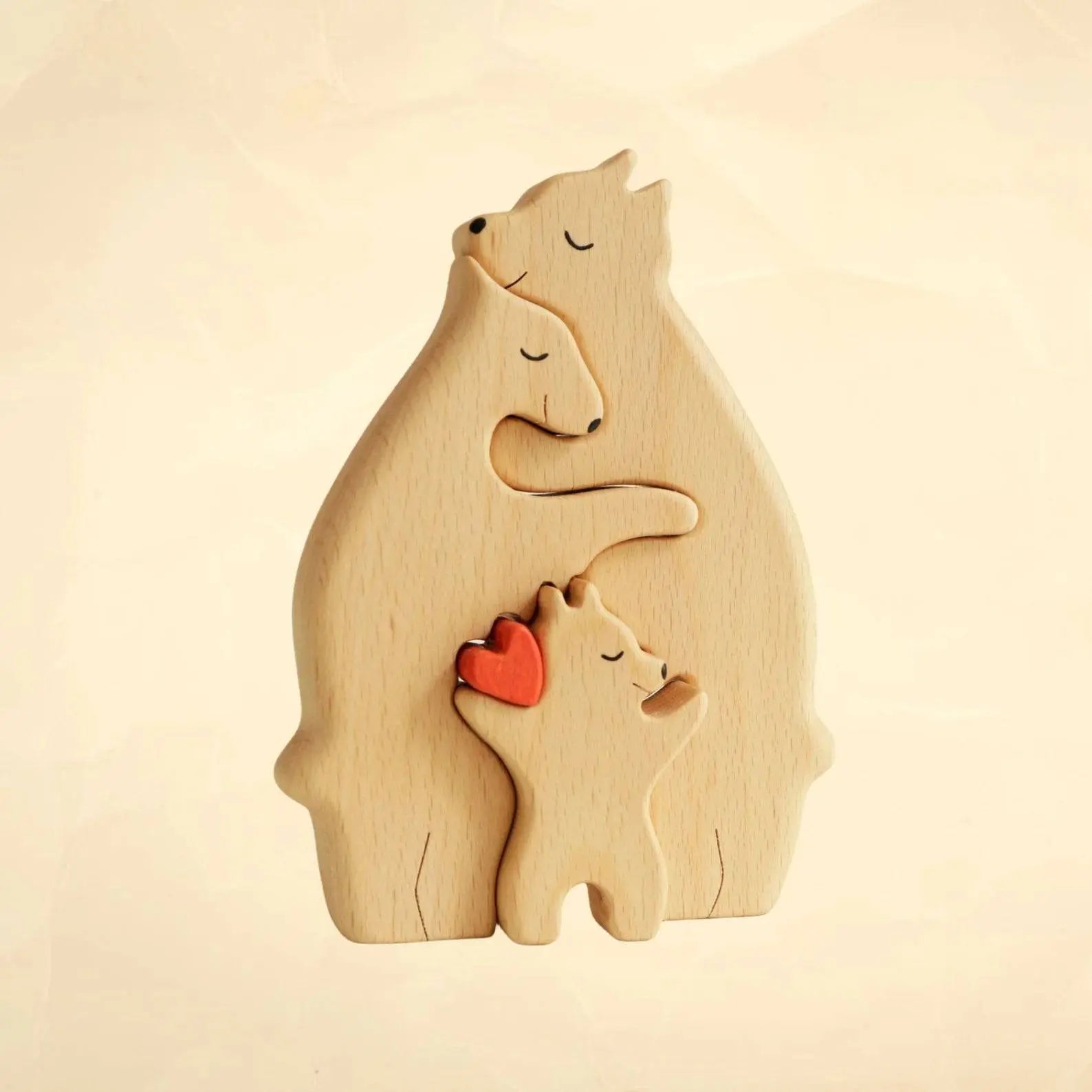 Personalized Wooden Bear Puzzle Gift For Home Decoration - Bear Family Up to 7 Members.