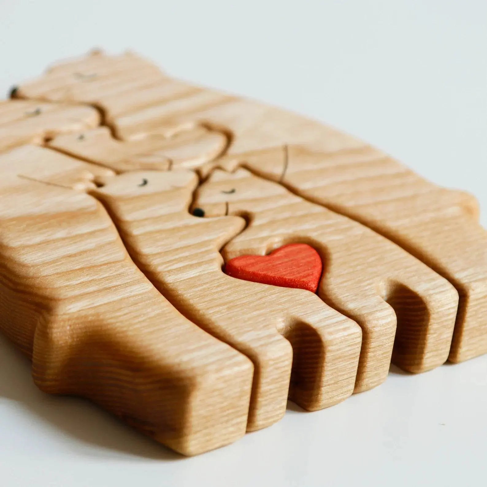 Personalized Wooden Bear Puzzle Gift For Home Decoration - Bear Family Up to 7 Members.