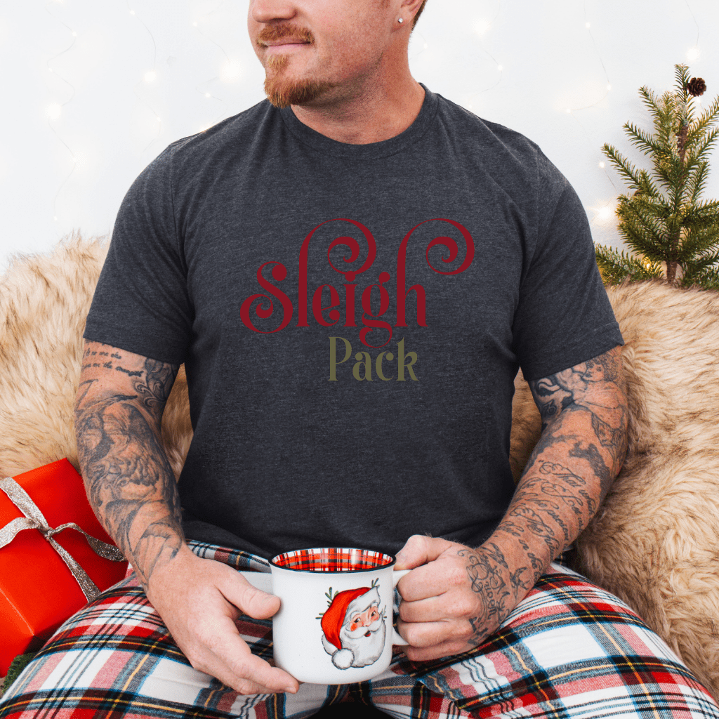 Sleigh Pack T‑Shirt — Retro Script Holiday Tee - Shaggy Chic