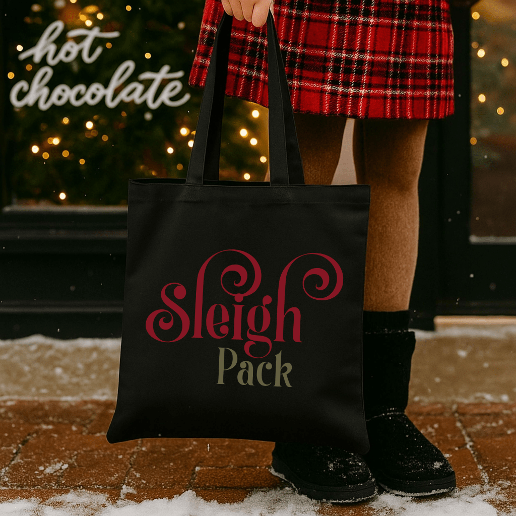 Tote Bag — 'Sleigh Pack' Holiday Canvas Tote, Christmas Gift Bag - Shaggy Chic
