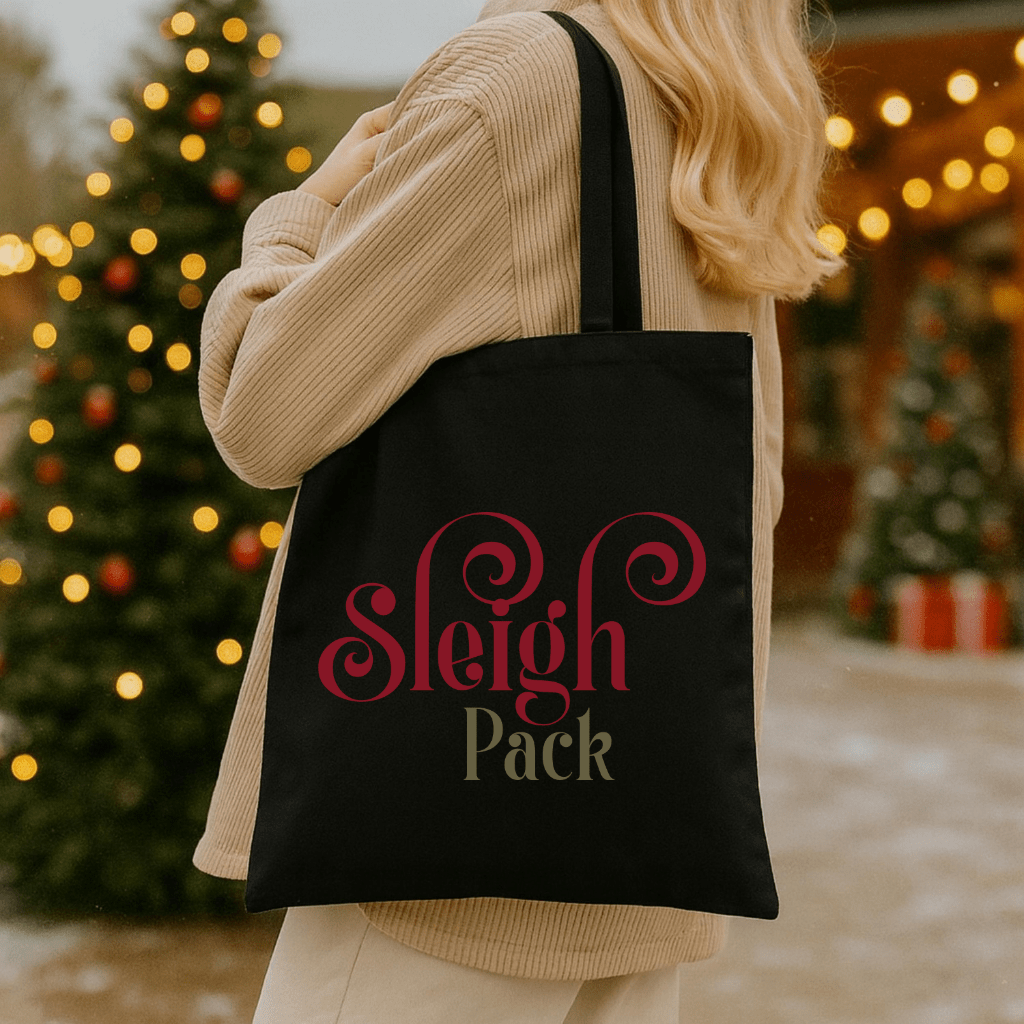 Tote Bag — 'Sleigh Pack' Holiday Canvas Tote, Christmas Gift Bag - Shaggy Chic