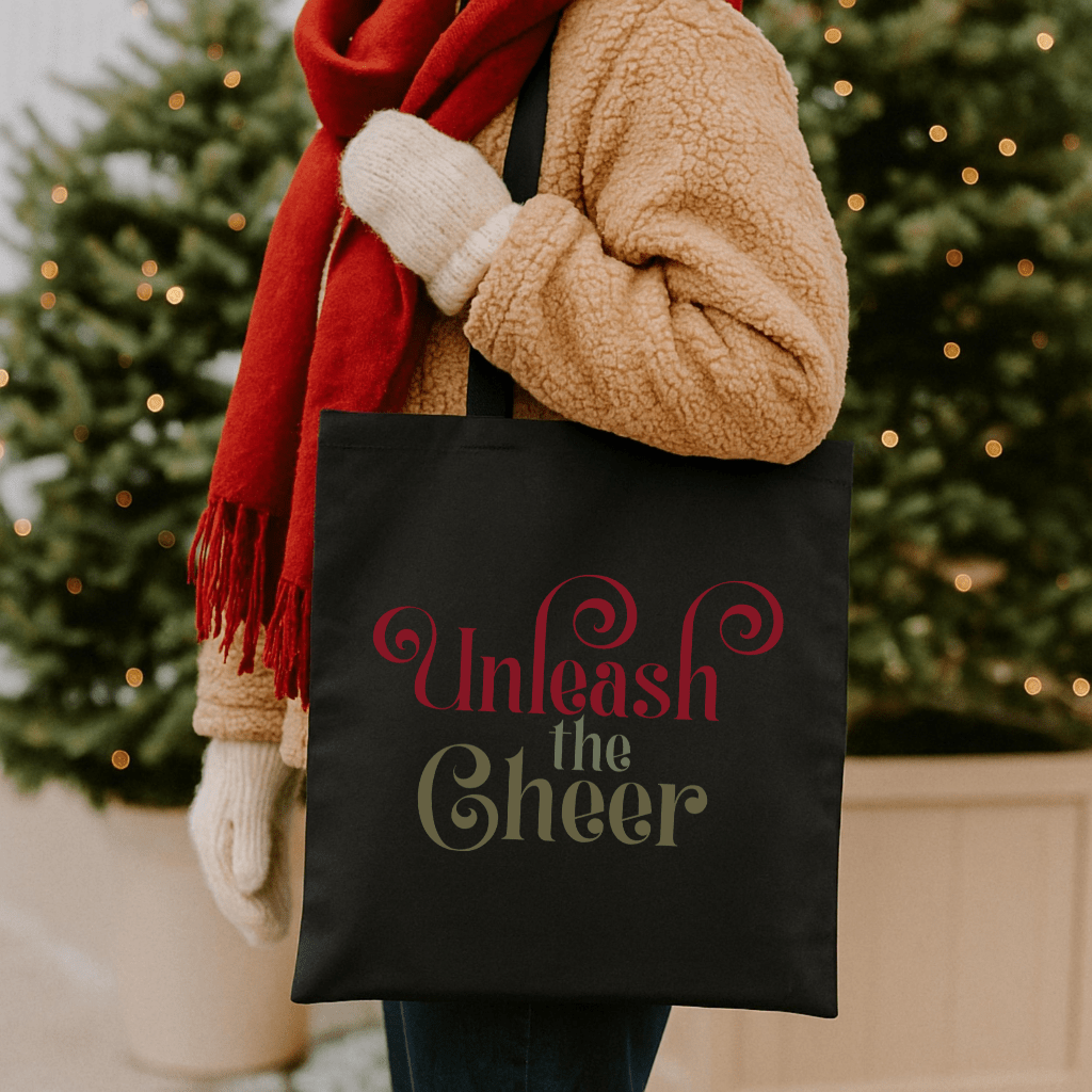 Unleash the Cheer Cotton Canvas Tote — Holiday Cheer Reusable Market Bag - Shaggy Chic