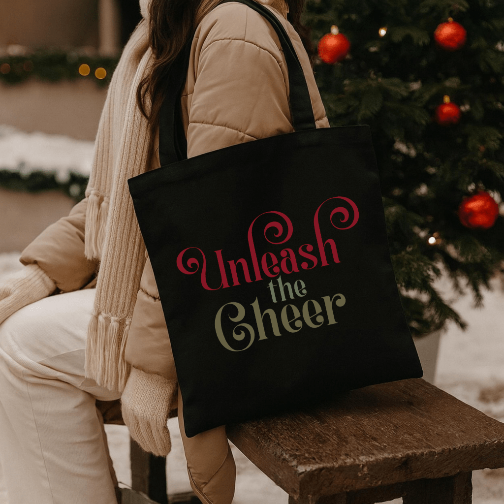 Unleash the Cheer Cotton Canvas Tote — Holiday Cheer Reusable Market Bag - Shaggy Chic