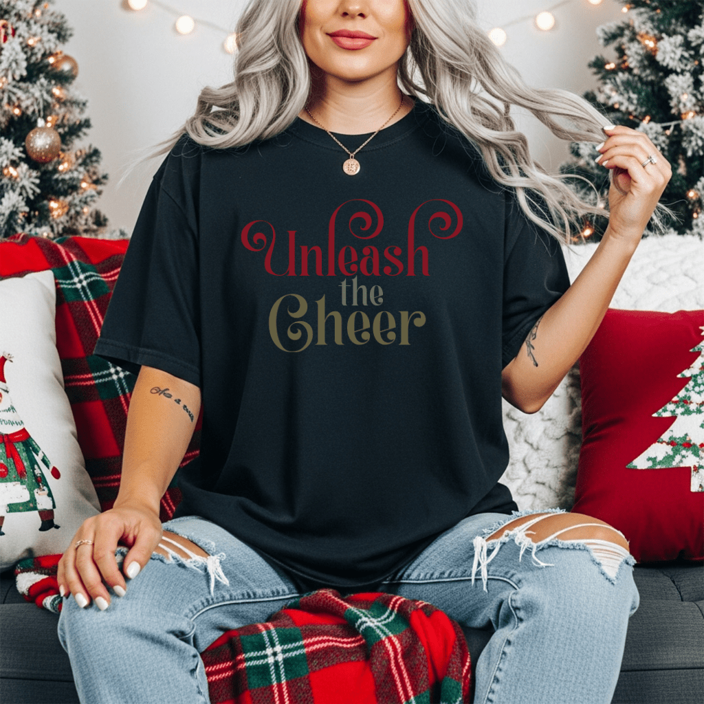 Unleash the Cheer T‑Shirt — Festive Holiday Graphic Tee - Shaggy Chic