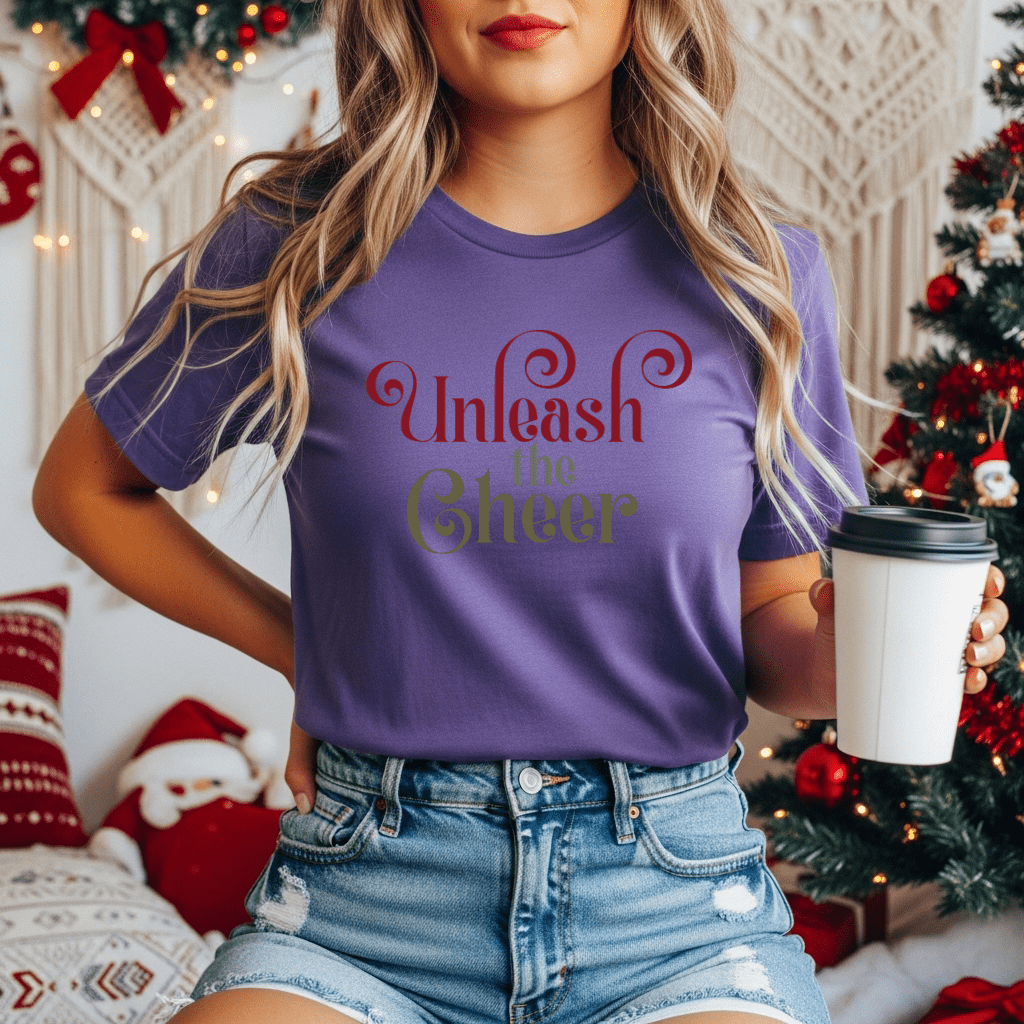 Unleash the Cheer T‑Shirt — Festive Holiday Graphic Tee - Shaggy Chic