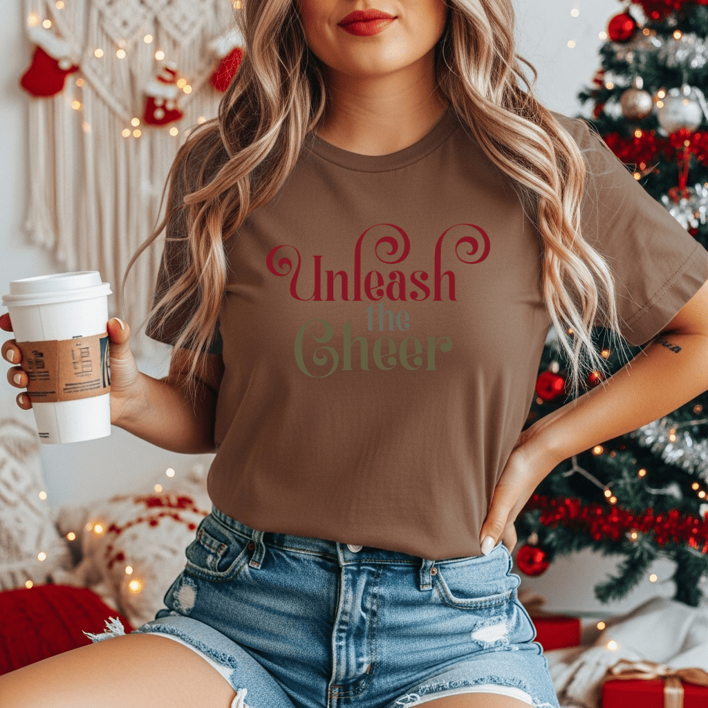 Unleash the Cheer T‑Shirt — Festive Holiday Graphic Tee - Shaggy Chic