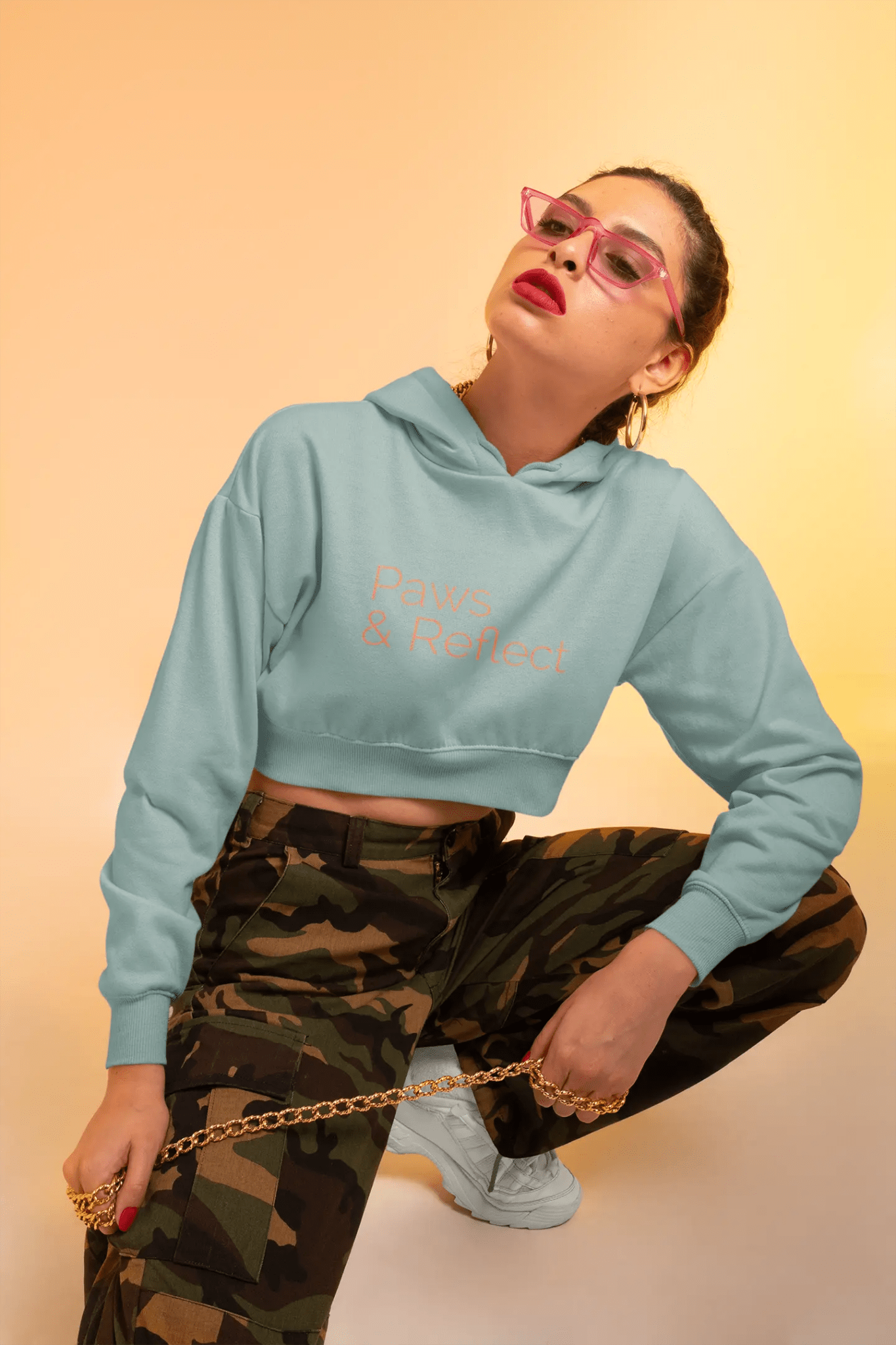 Women’s Cropped Hooded Sweatshirt - Shaggy Chic