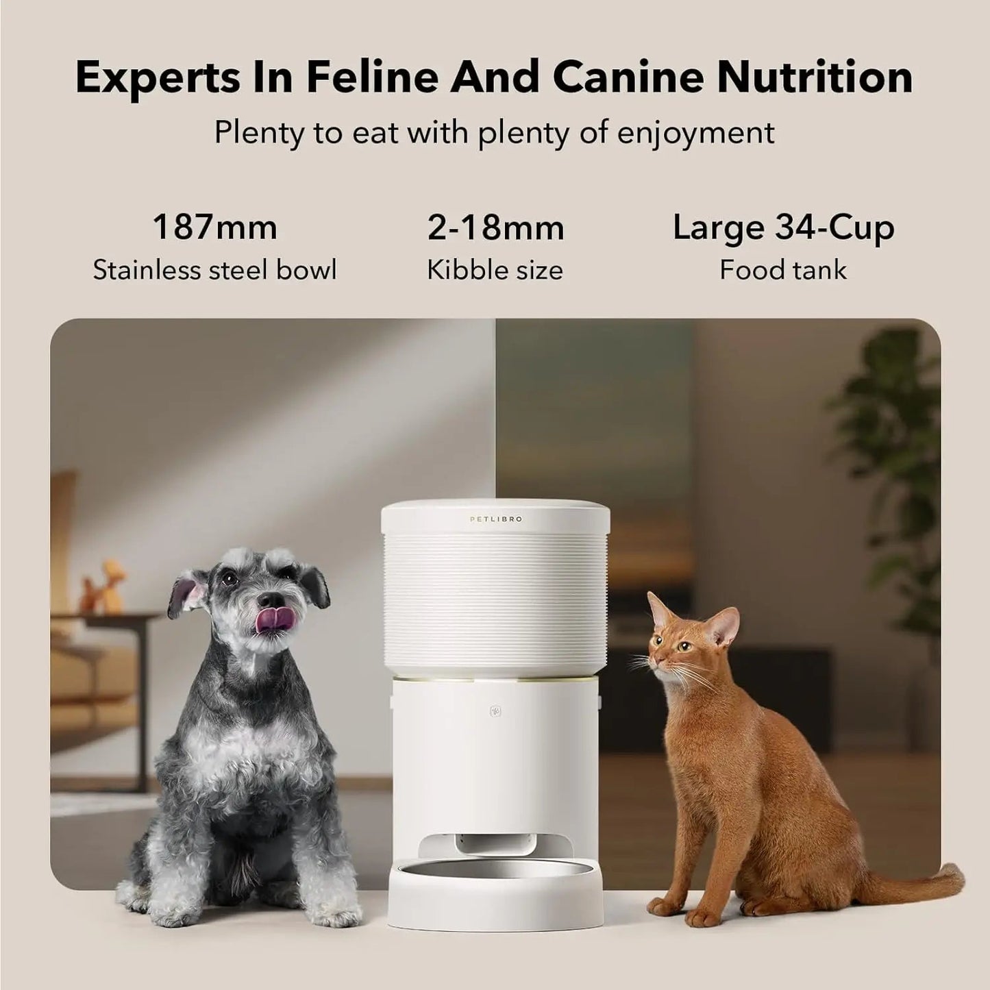 Advanced Vacuum-Sealed Automatic Pet Feeder with Wi-Fi - Spacious 8L/34Cup Capacity for Cats & Dogs - Shaggy Chic
