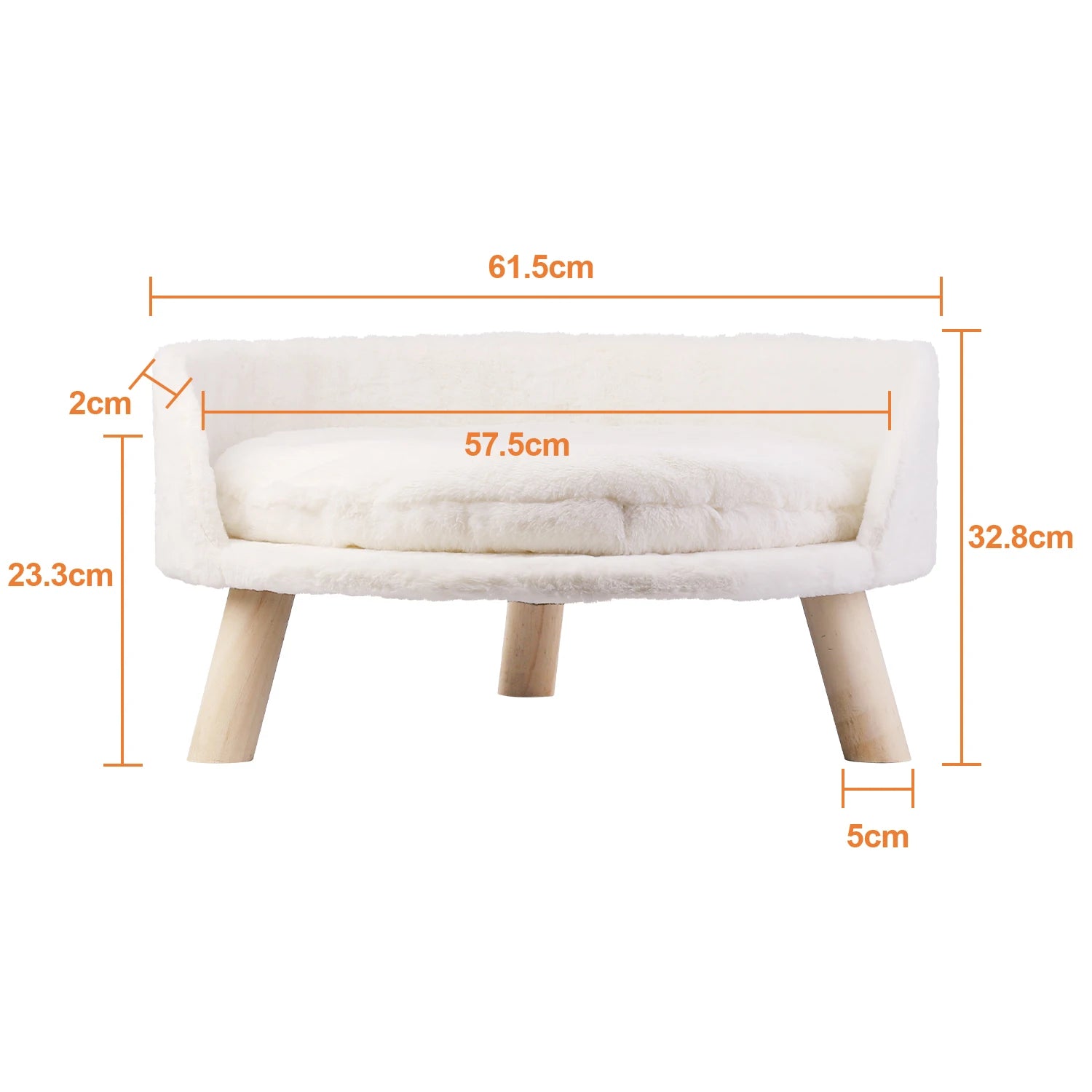 Pet Sofa Bed Raised Cat Chair Small Dog Couch Bed Removable Cushion Sleep House - Shaggy Chic